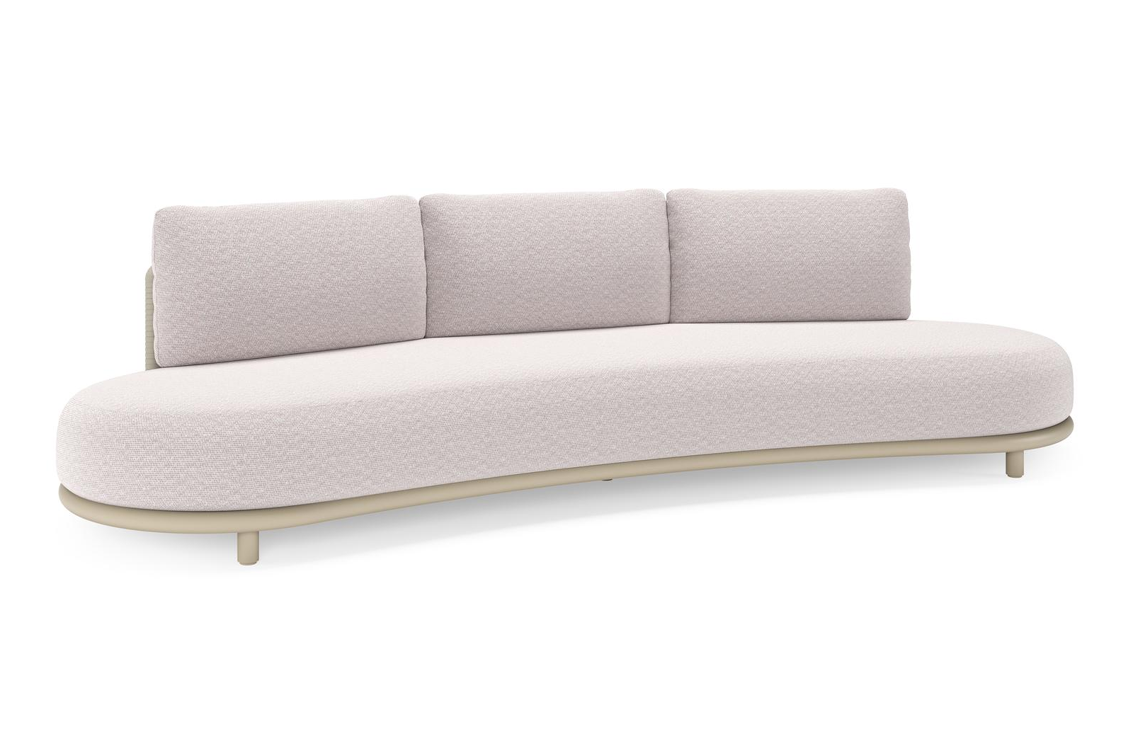 Lomano loungebank in beige aluminium en beige verticaal geweven luxe vlakke rope met Wander Gobi all weather sunbrellaÂ® luxe