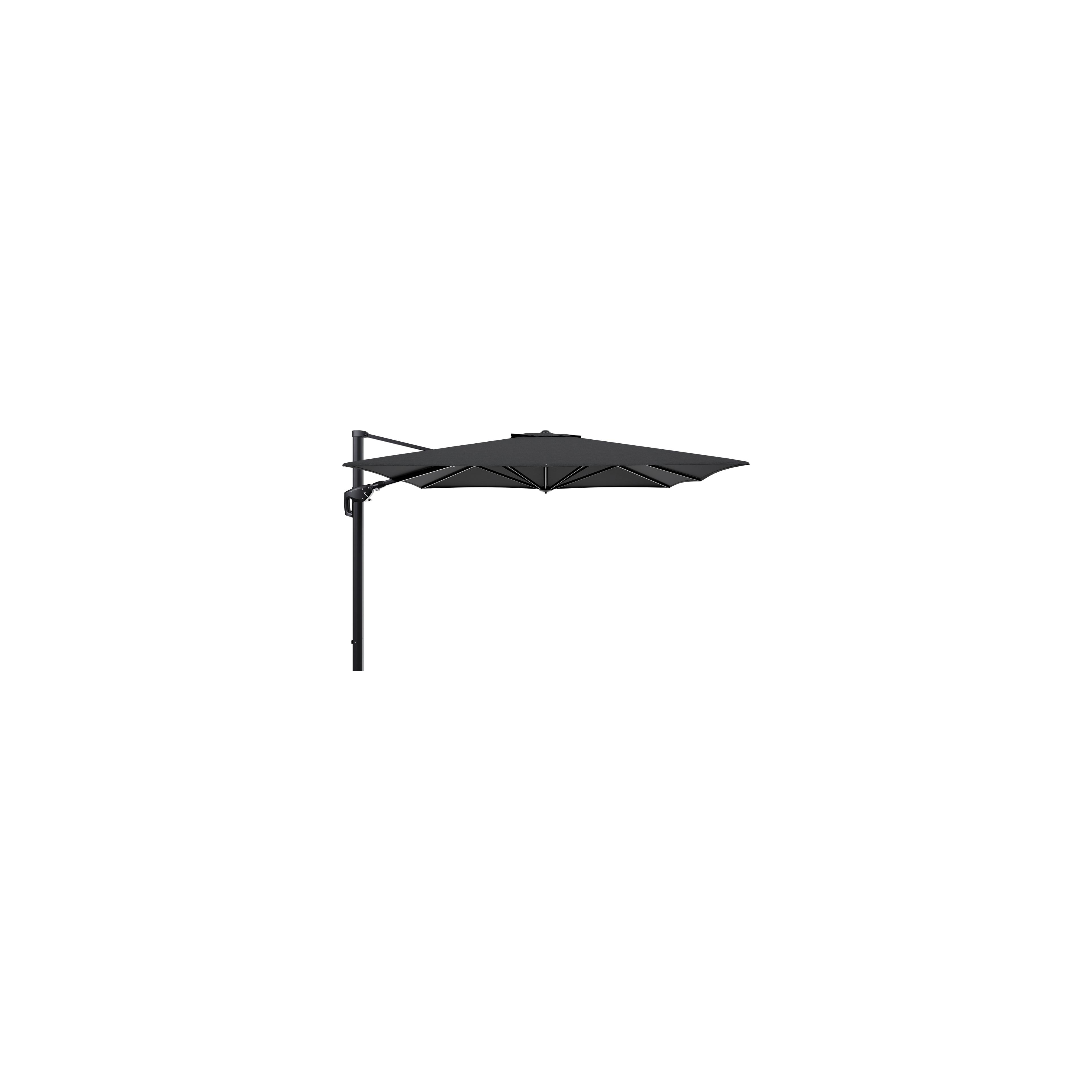 Minore zweefparasol tiltfunctie in zwart aluminium en parasoldoek in All Weather Sunbrella® Luxe Chartres Sooty  - L1 350 x L2: 350 cm (zonder voet) (zonder voet)