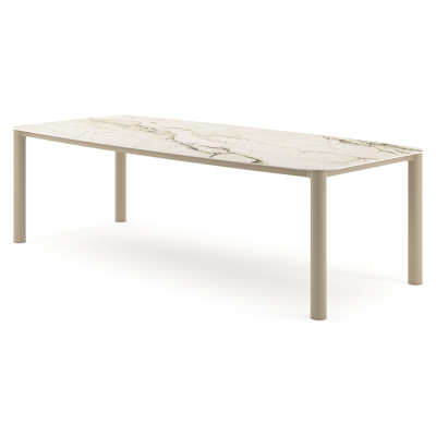 Orso tuintafel bootvorm in beige aluminium en volkeramiek Colorado Dunes - L 255 x B 115 x H 74.5 cm