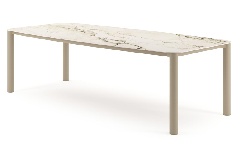 Orso tuintafel bootvorm in beige aluminium en volkeramiek Colorado Dunes - L 255 x B 115 x H 74.5 cm