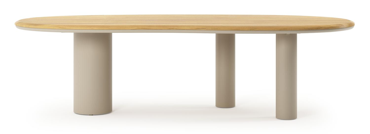Table de jardin Organo organique en aluminium beige et teck Lg. 280 x Lrg. 120 x Haut. 74 cm