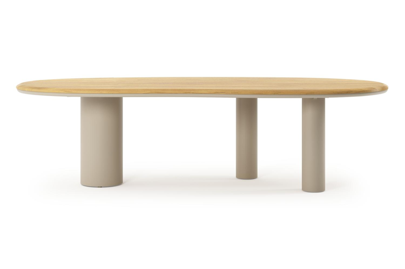 Organo tuintafel organisch in beige aluminium en teak L 280 x B 120 x H 74 cm