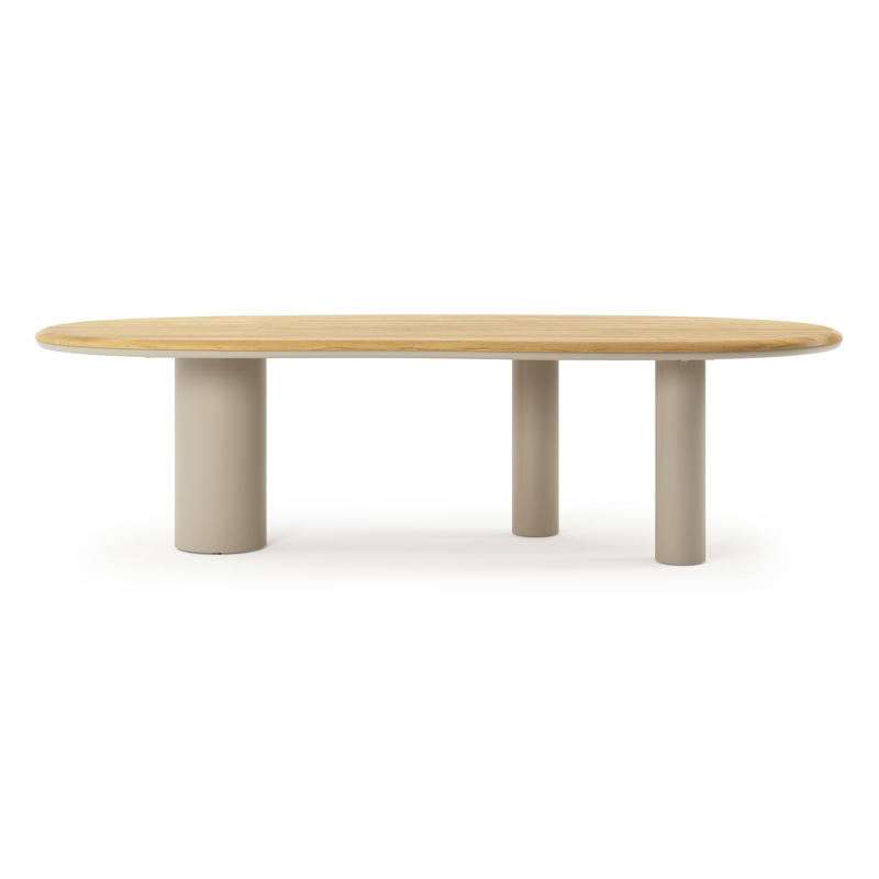 Organo tuintafel organisch in beige aluminium en teak L 280 x B 120 x H 74 cm