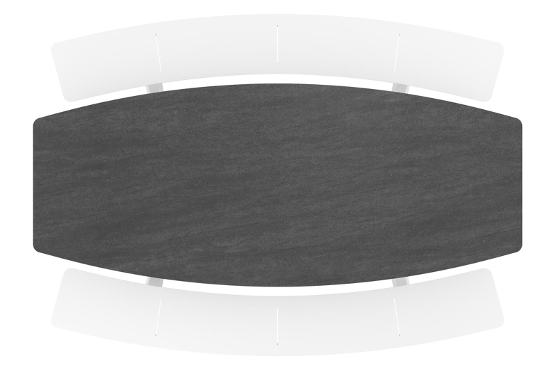 Forno picknicktafel bootvorm in wit aluminium en volkeramiek Basalt Black - L 240 x B 181 x H 72 cm