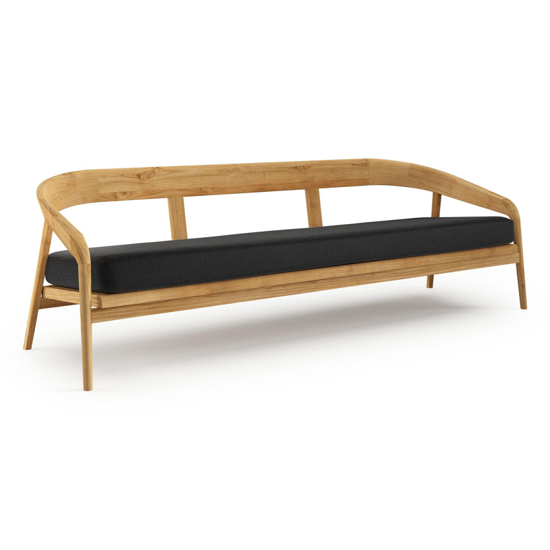 Lacrima loungebank in teak met lopi baribal all weather Sunbrella® luxe kussen