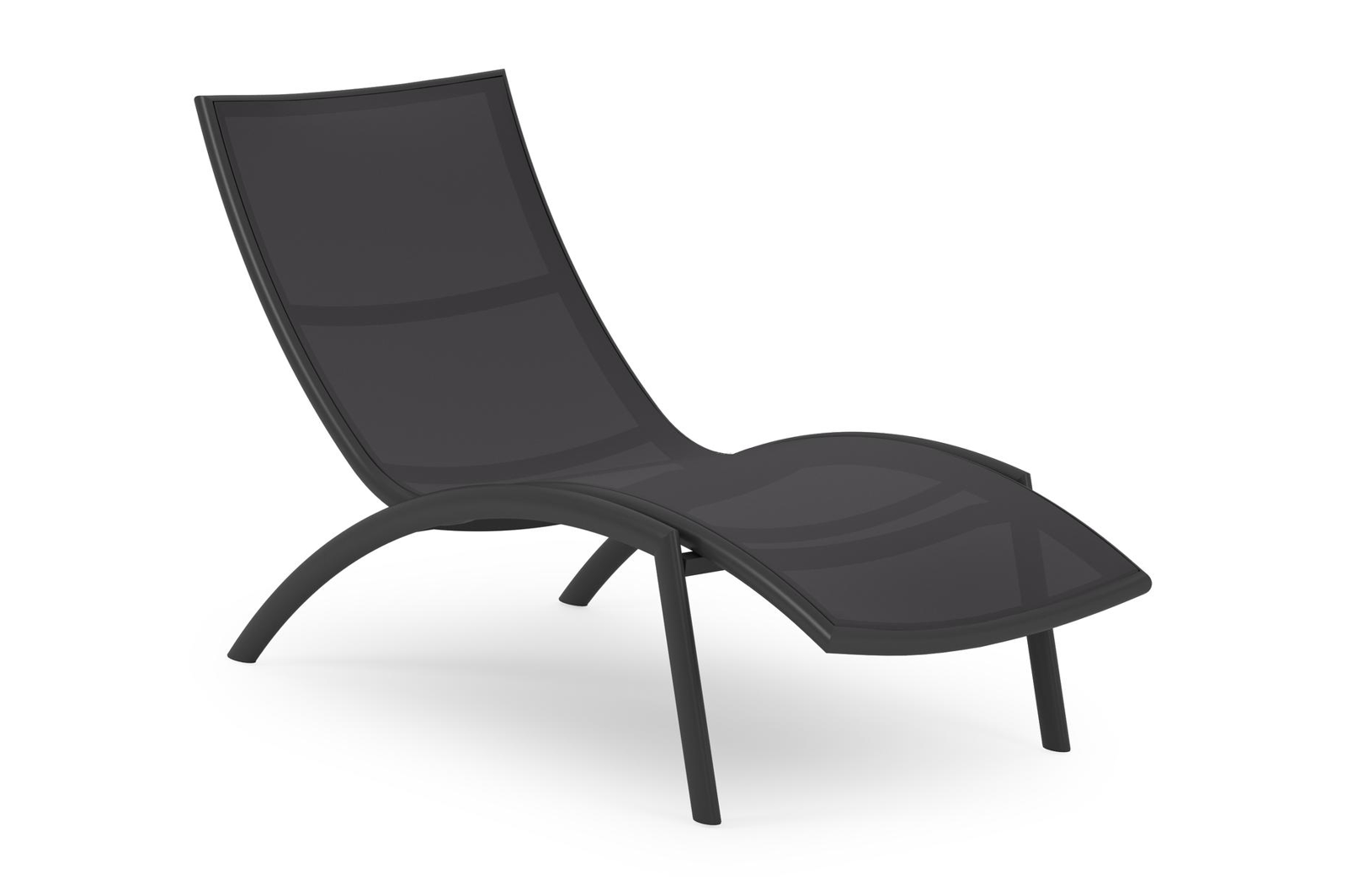 Siena ligbed in zwart aluminium en zwart textilene