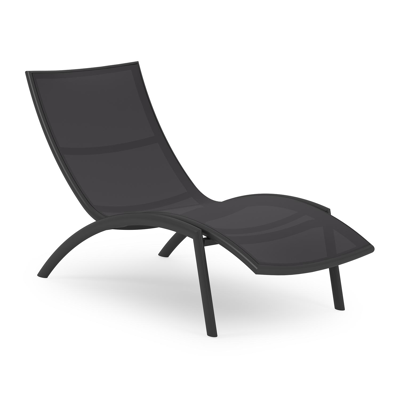 Siena ligbed in zwart aluminium en zwart textilene