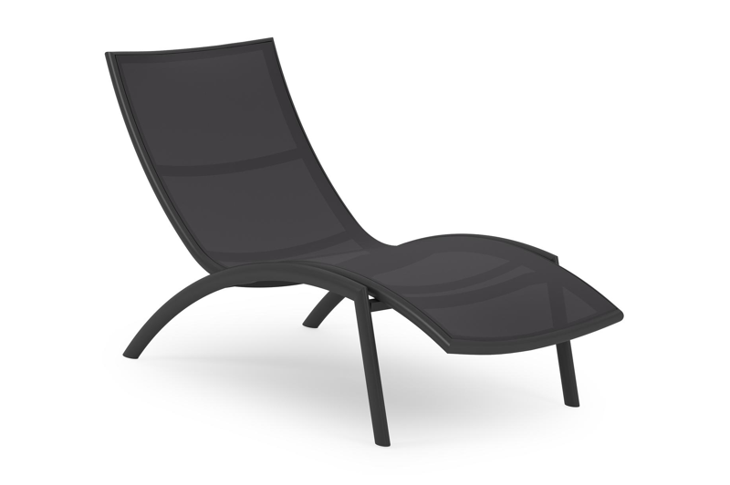 Siena ligbed in zwart aluminium en zwart textilene