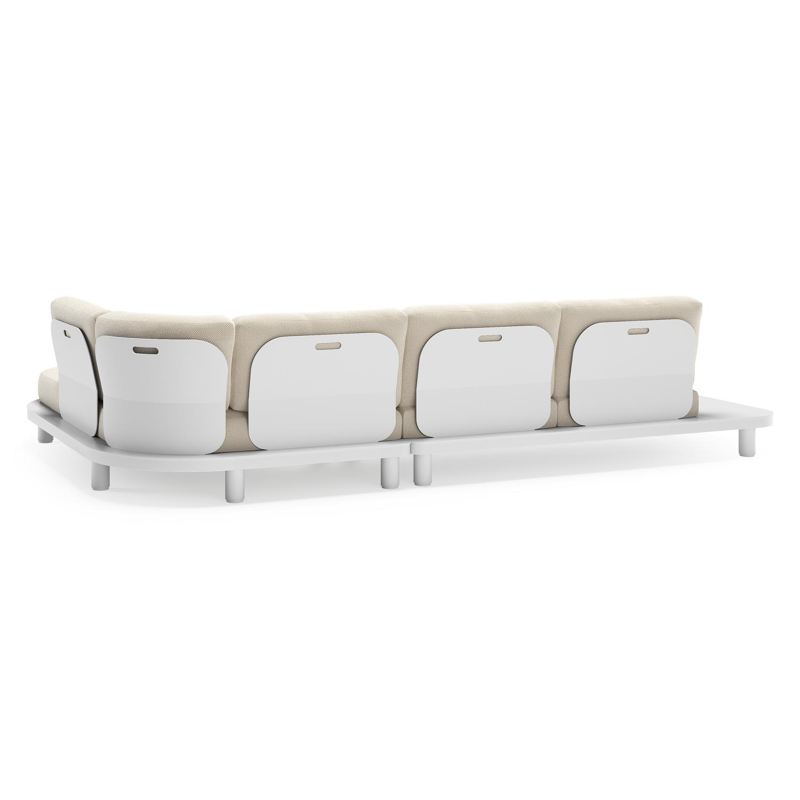 Salon de jardin d'angle Donato en aluminium blanc et coussins en all weather cosytica Althea Off White