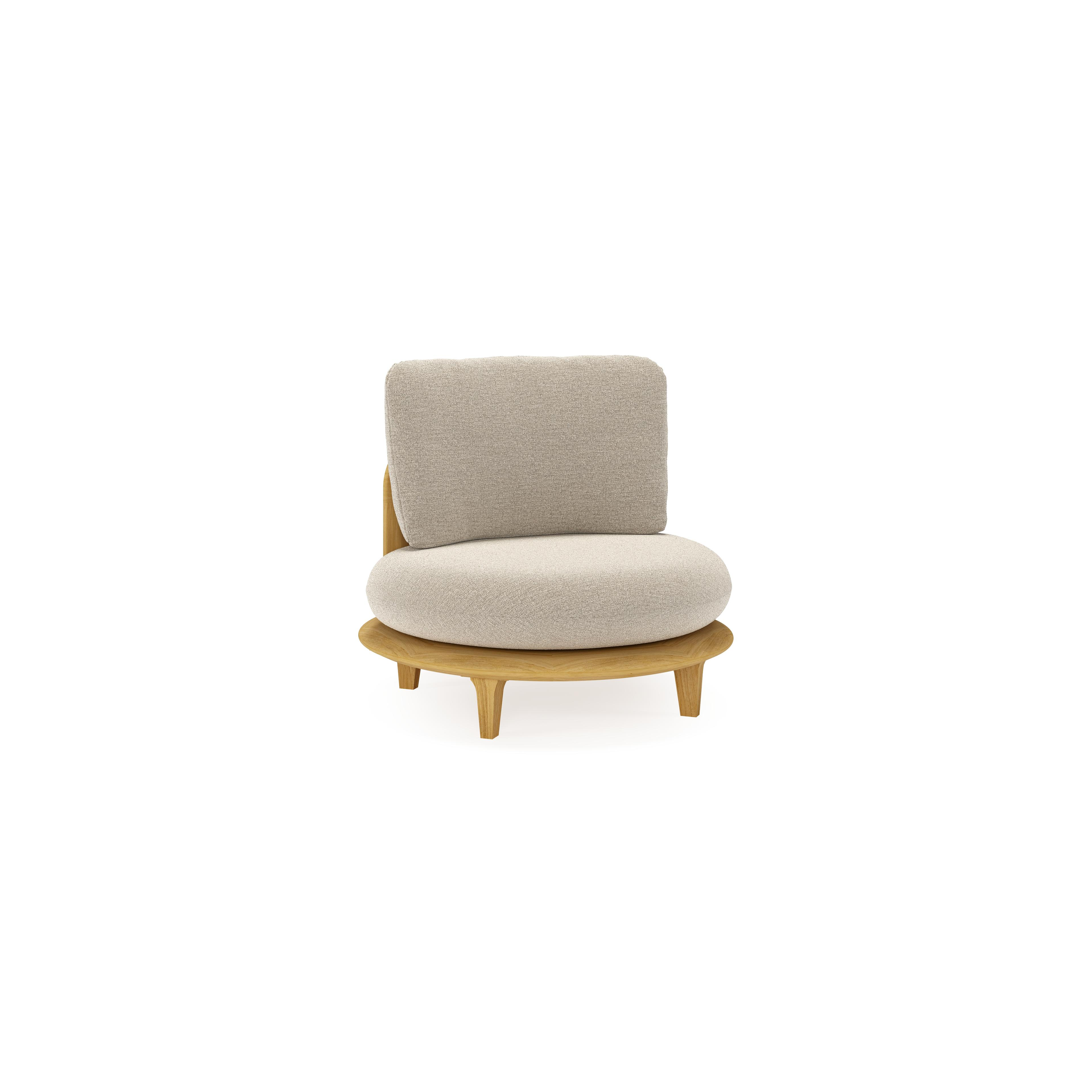 Bomero loungestoel in teak met catania greige all weather cosytica kussen