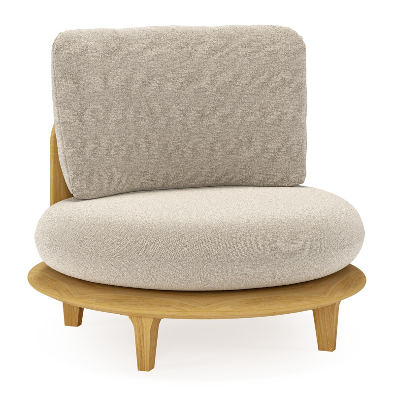 Bomero loungestoel in teak met catania greige all weather cosytica kussen