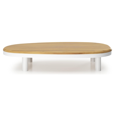 Donato loungetafel organisch in wit aluminium en teak - L 151 x B 90 x H 25 cm