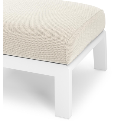 Cosenzo poef in wit aluminium met lopi marble all weather sunbrella® luxe kussen