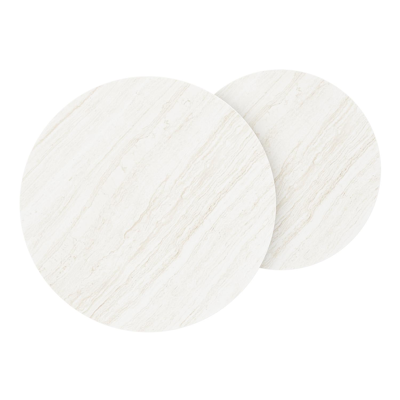 Fano loungetafels in wit aluminium en calista volkeramiek - Dia. 50/40 x H 50/45 cm