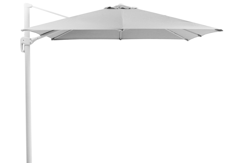 Parasol pendant Rufina avec fonction tilt en aluminium blanc avec toile de parasol en all weather sunbrella® luxe natte charcoal chine - Larg1 300 x Larg2 300 cm (sans pied de parasol)