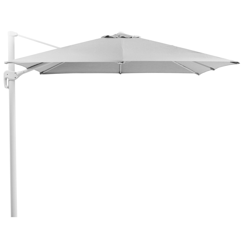 Rufina zweefparasol met tiltfunctie in wit aluminium met natte charcoal chine all weather sunbrella® luxe parasoldoek - L1 300 x L2 300 cm (zonder voet)