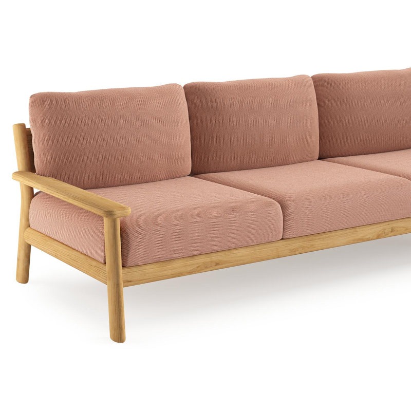 Amaro loungebank in teak met lopi fawn all weather sunbrella® luxe kussen