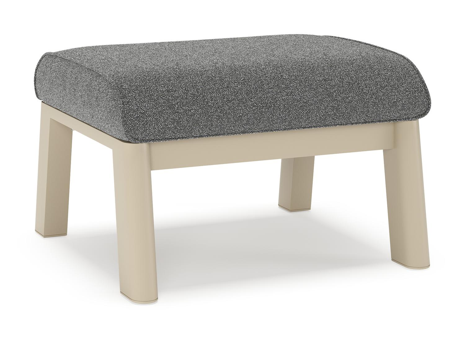 Cirello poef in beige aluminium met catania black all weather cosytica kussen