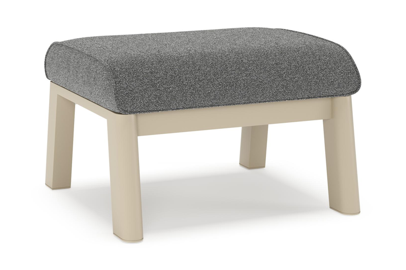 Cirello poef in beige aluminium met catania black all weather cosytica kussen