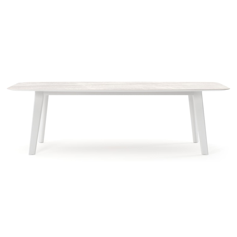 Lacrima tuintafel bootvorm in wit aluminium en volkeramiek Taj Mahal - L 255 x B 115 x H 73 cm