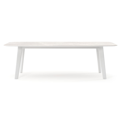 Lacrima tuintafel bootvorm in wit aluminium en volkeramiek Taj Mahal - L 255 x B 115 x H 73 cm