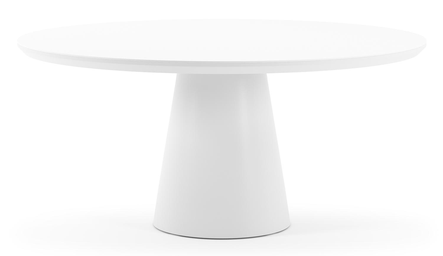 Table de jardin Donato en aluminium blanc et céramique pleine arctic white - Dia. 148 x H 76 cm