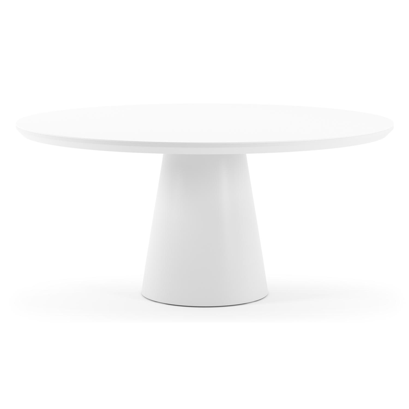 Donato tuintafel in wit aluminium en volkeramiek arctic white - Dia. 148 x H 76 cm