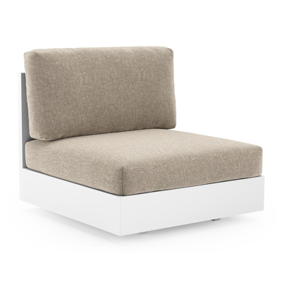 Como loungestoel in wit aluminium met chartres pewter all weather sunbrella® luxe kussen