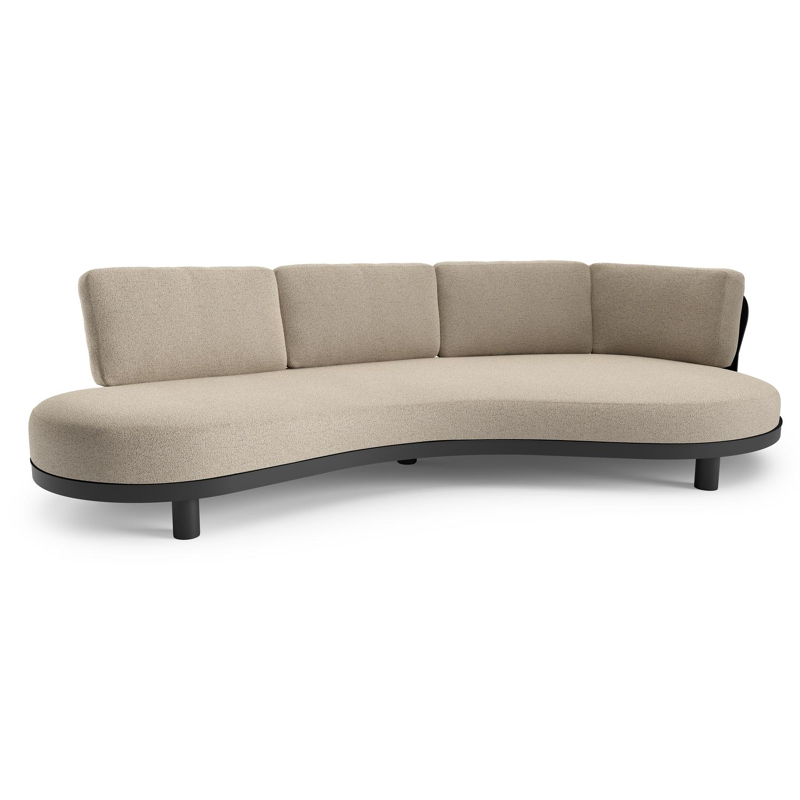 Donato loungebank in zwart aluminium met marbella beige all weather cosytica kussen