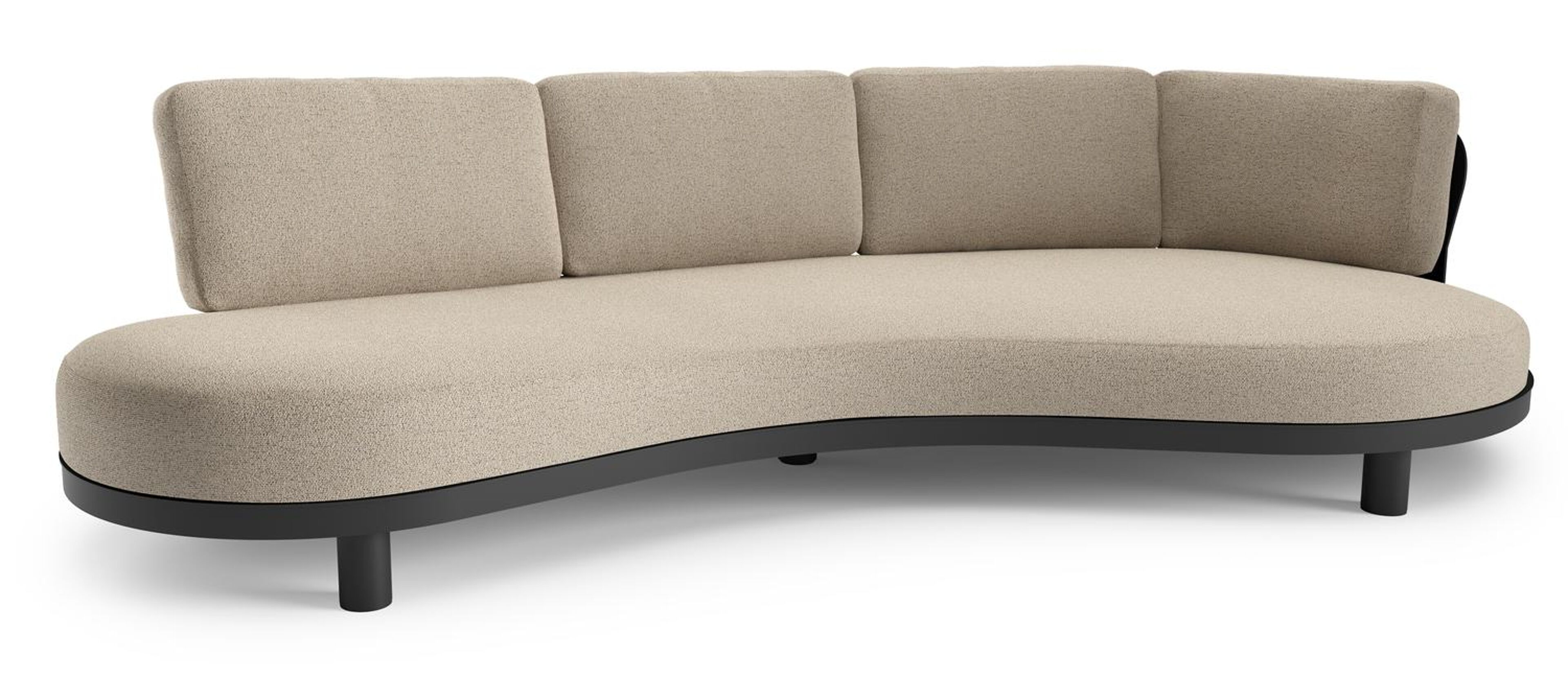 Donato loungebank in zwart aluminium met marbella beige all weather cosytica kussen