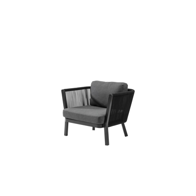 Bugano lounge 1-zit in zwart aluminium met Sunbrella luxe kussens