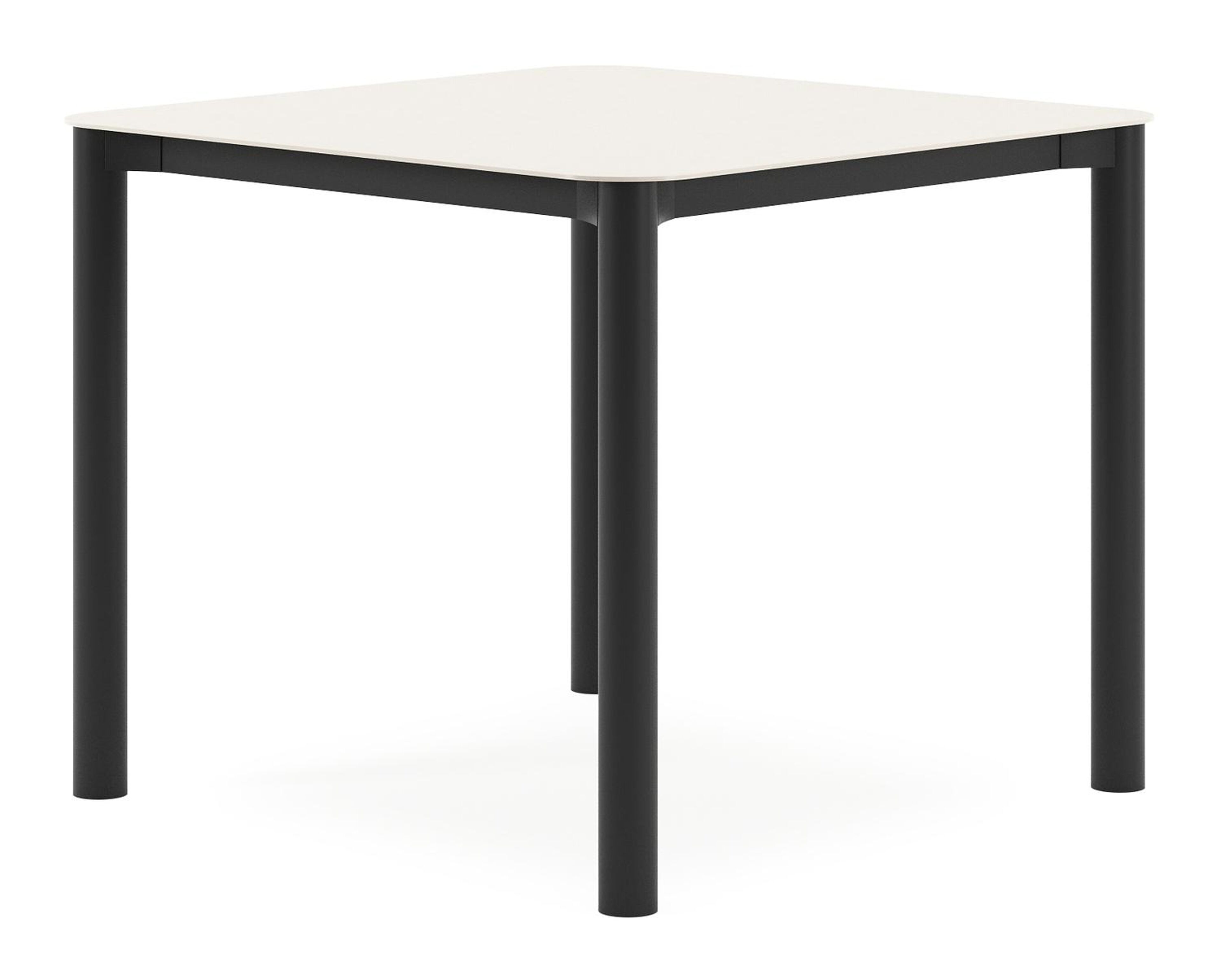 Table de jardin Orso carré arrondi en aluminium noir et céramique pleine beige - Lg. 90 x Lrg. 90 x Haut. 75 cm
