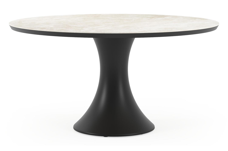 Fano tuintafel rond in zwart aluminium en volkeramiek Rapolano dia. 148 cm