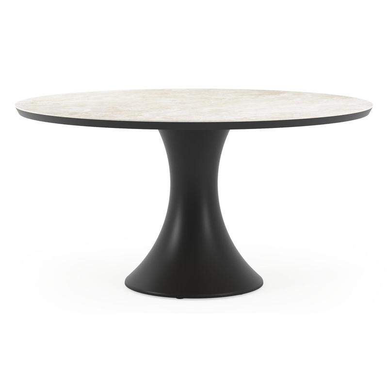 Fano tuintafel rond in zwart aluminium en volkeramiek Rapolano dia. 148 cm