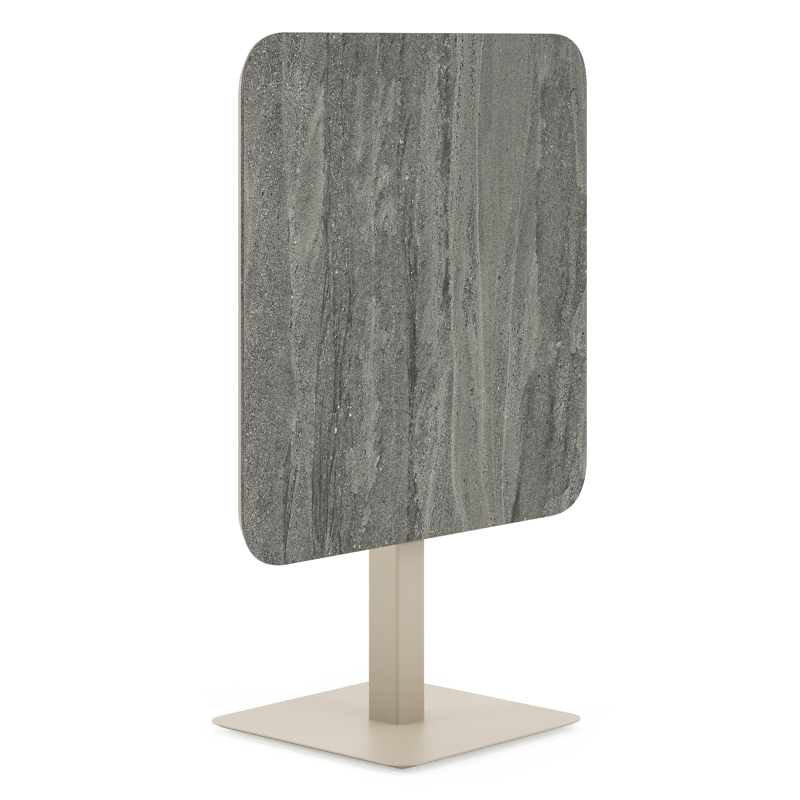 Fano kantelbare tuintafel afgerond vierkant in beige aluminium en volkeramiek Aspen Grey - L 80 x B 80 x H 72.5 cm