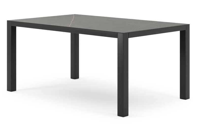Como tuintafel in zwart aluminium en volkeramiek calatorao - L 160 x B 100 x H 75 cm