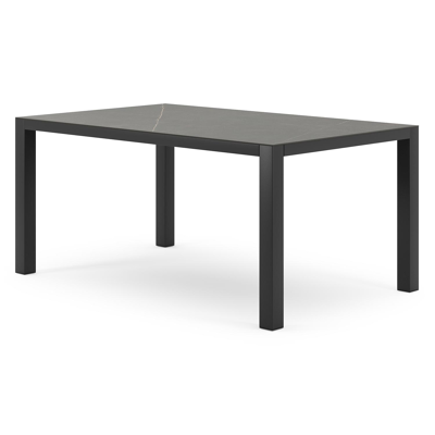 Como tuintafel in zwart aluminium en volkeramiek calatorao - L 160 x B 100 x H 75 cm