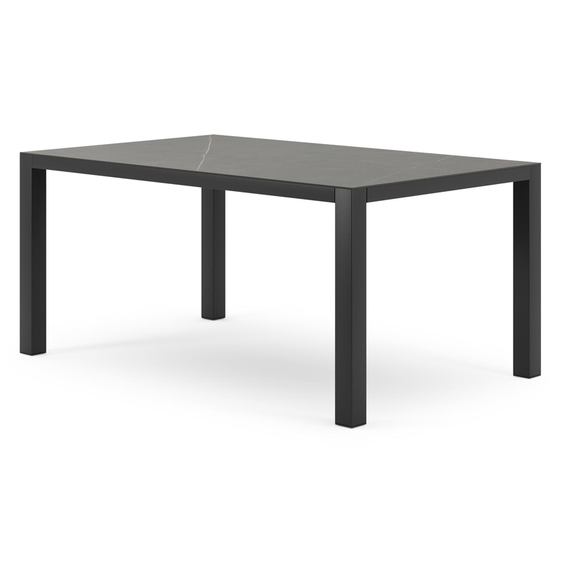 Como tuintafel in zwart aluminium en volkeramiek calatorao - L 160 x B 100 x H 75 cm