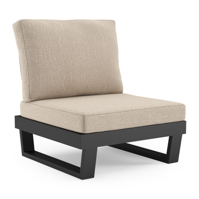 Modica loungestoel in zwart aluminium met rustic weather+ softtouch kussen