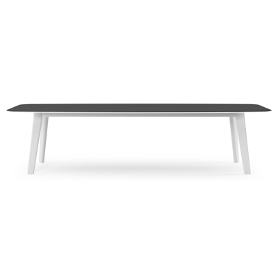 Table de jardin Lacrima forme de bateau en aluminium blanc et céramique pleine Nero Black - Lg. 315 x Lrg. 115 x Haut. 73 cm