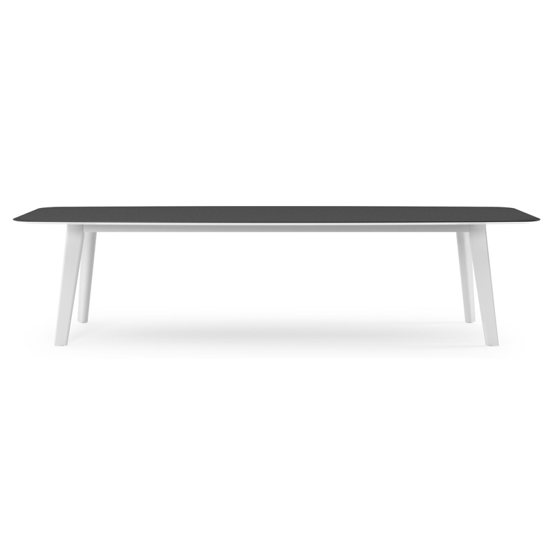 Lacrima tuintafel bootvorm in wit aluminium en volkeramiek Nero Black - L 315 x B 115 x H 73 cm