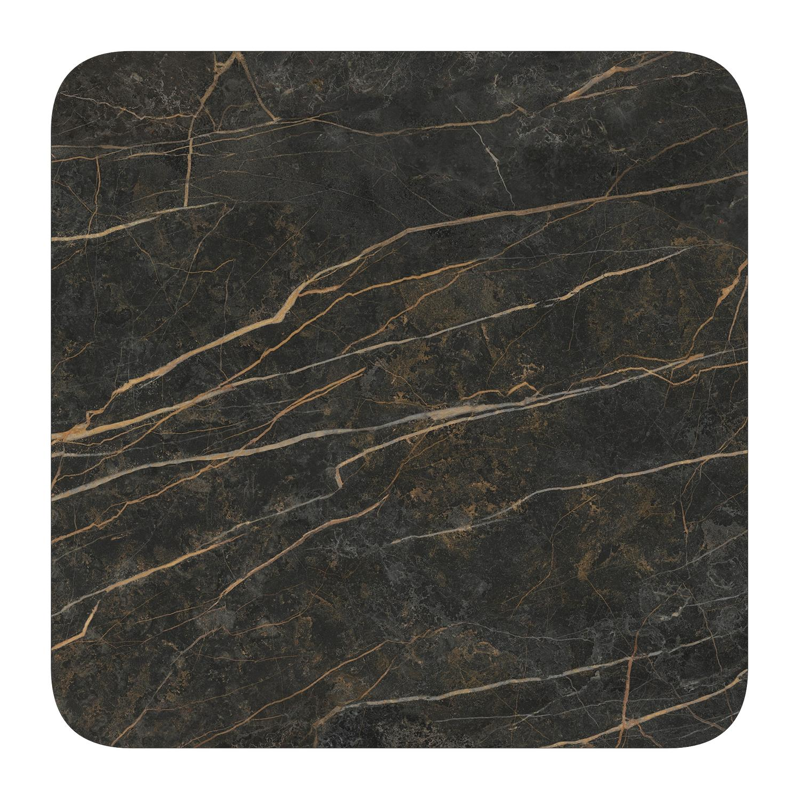 Fano kantelbare tuintafel afgerond vierkant in wit aluminium en volkeramiek Black Obsession - L 80 x B 80 x H 72.5 cm