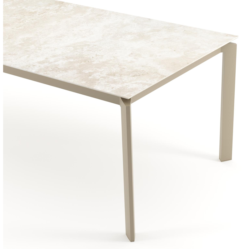 Table de jardin Cirello rectangulaire en aluminium beige et céramique pleine Rapolano - Lg. 240 x Lrg. 100 x Haut. 74.5 cm