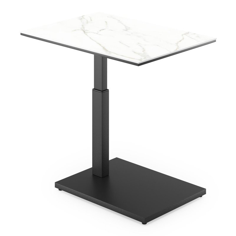 Cirello pop-up bijzettafel in zwart aluminium en volkeramiek Calacatta - L 70 x B 50 x H 44 cm