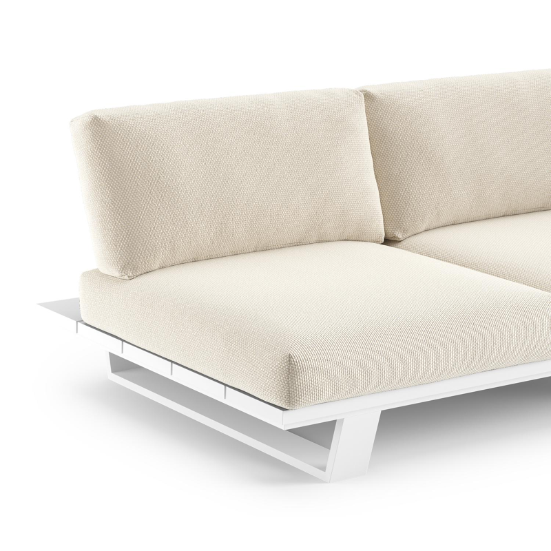 Pagino loungehoek in wit aluminium met althea off white all weather cosytica kussen