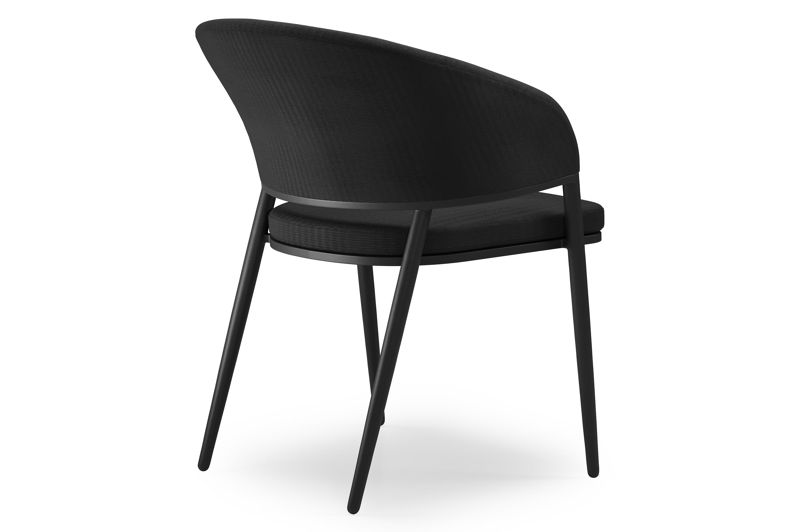 Lacrima tuinstoel in zwart aluminium en zwart comfort textilene