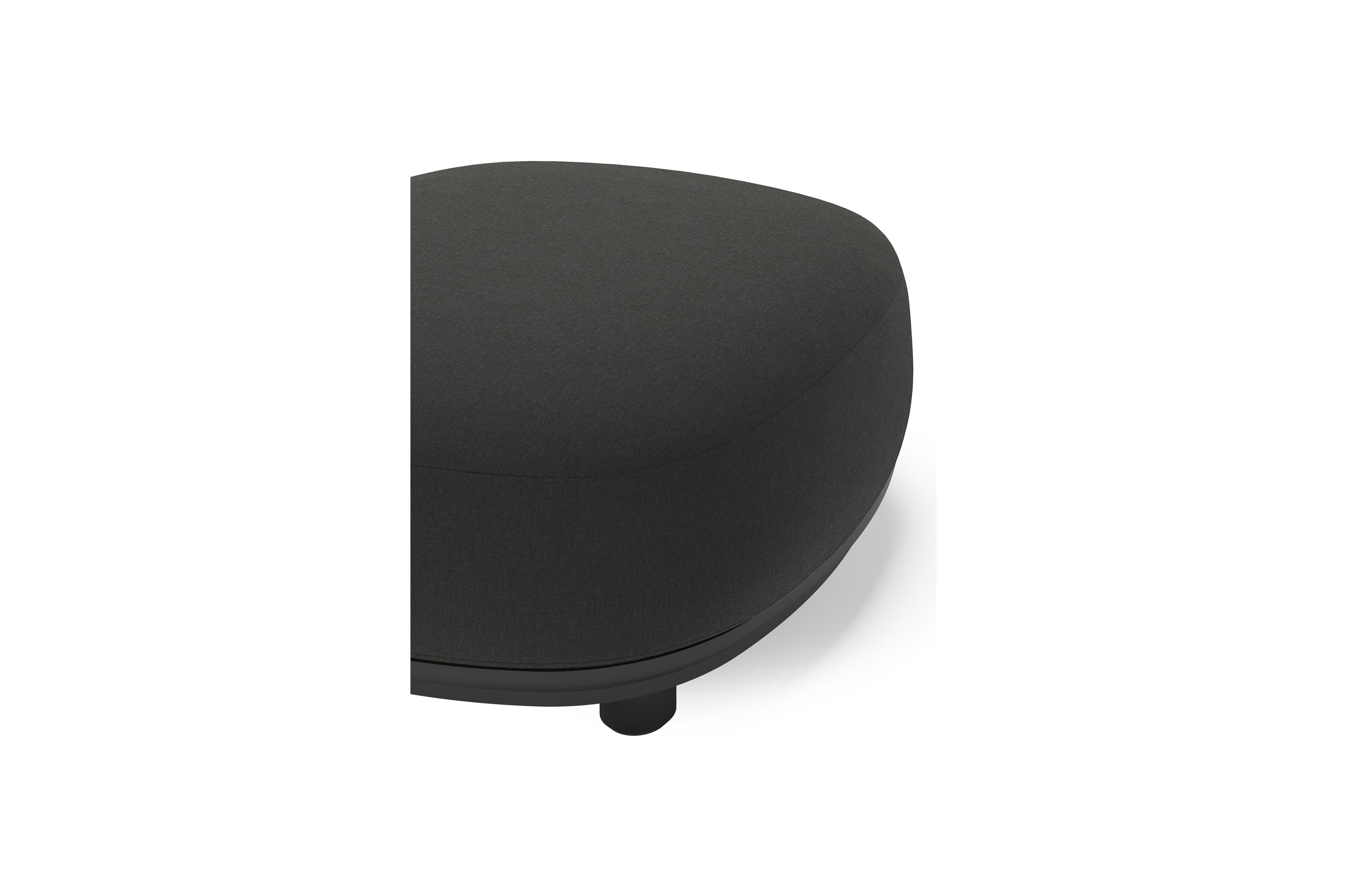 Pouf  Vadelo en aluminium noir et coussin en all weather sunbrella® luxe natte sooty