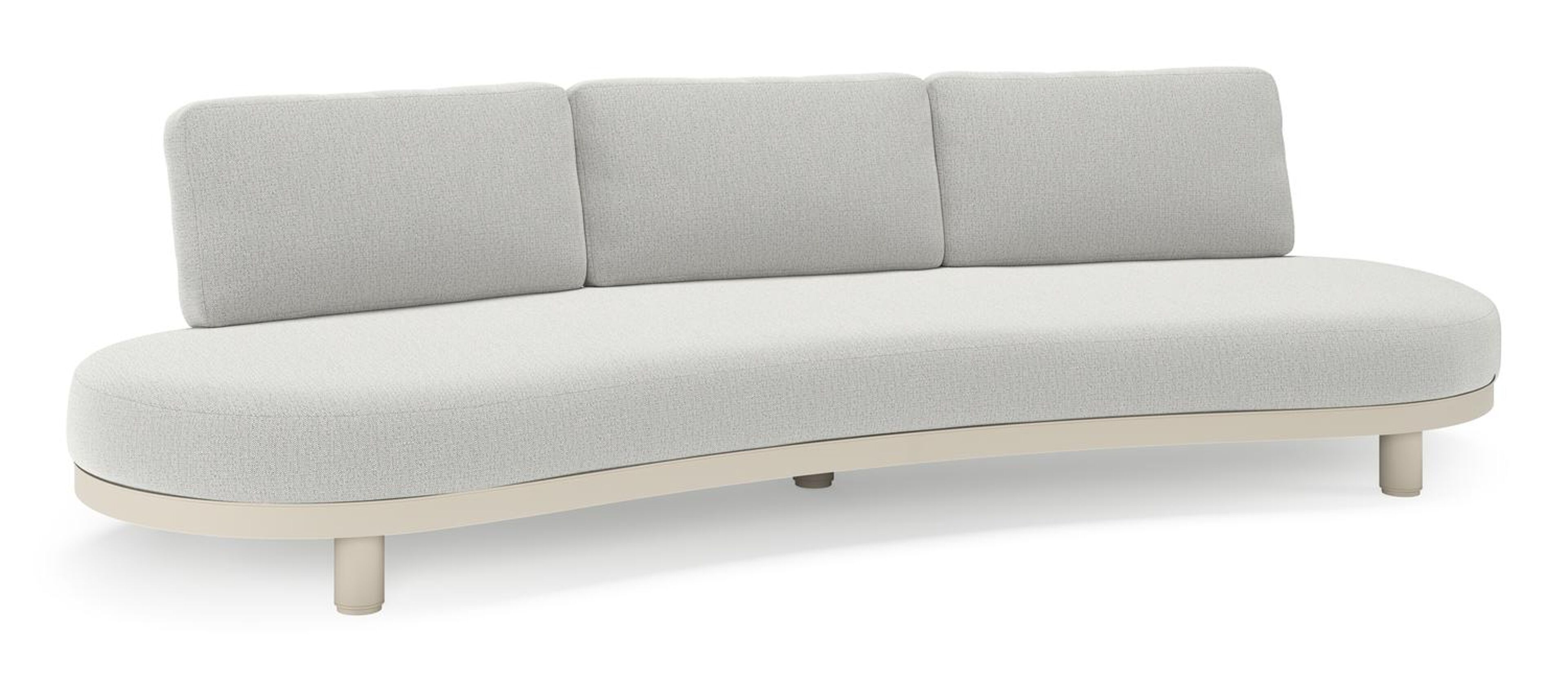 Canapé de jardin Donato en aluminium beige et coussins en all weather sunbrella® luxe Savane Nimbus