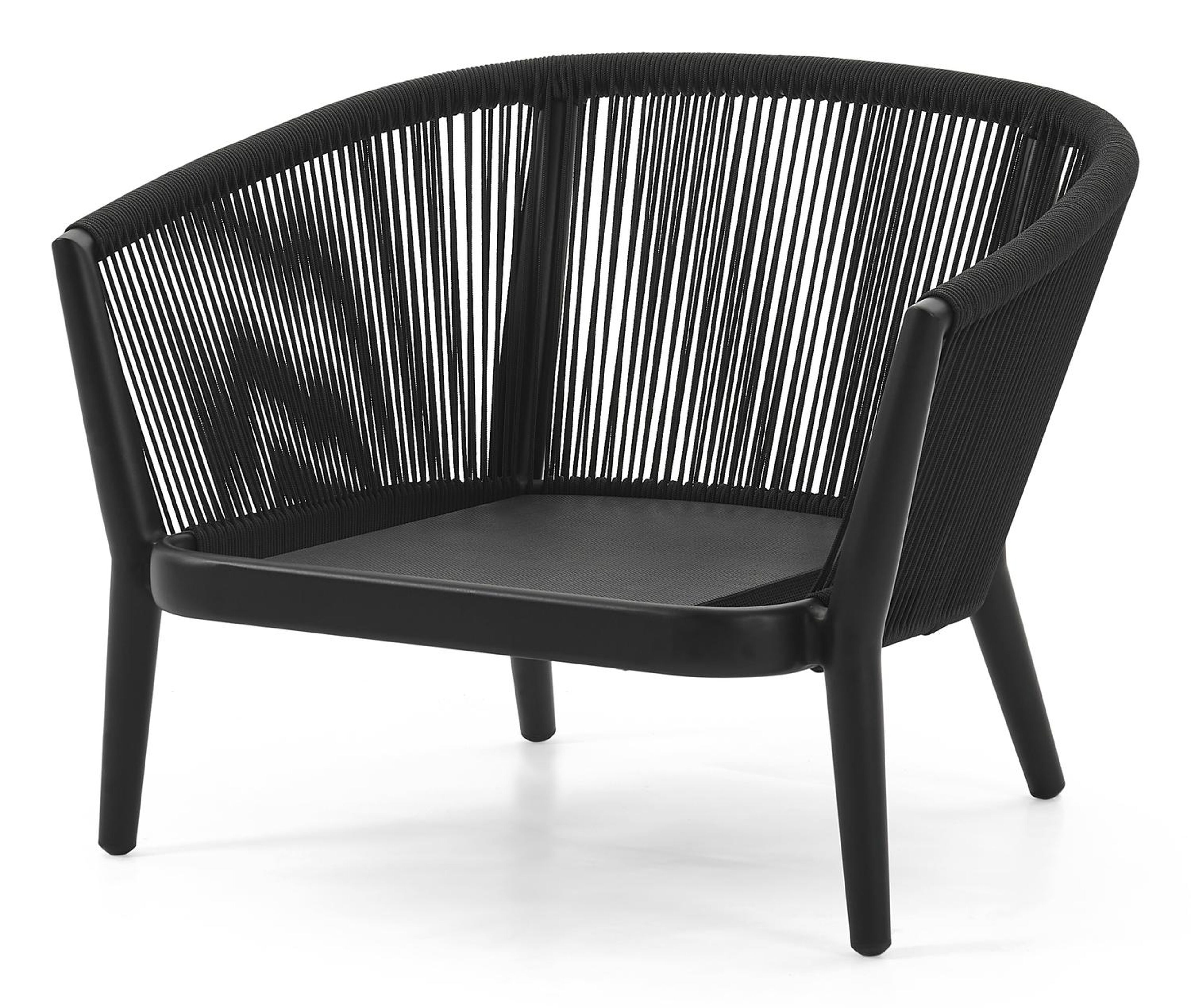 Salon de jardin Orso 1-pl en aluminium noir et corde noir