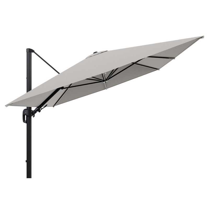 Parasol pendant Rufina avec fonction tilt en aluminium noir et toile de parasol en All Weather Solica Firenze Sand  - Lg.1 400 x Lg.2 300 cm (sans pied de parasol